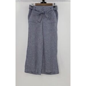 Caslon Women's Belted 100% Linen Blue Pants‎ Size XS Boho Coastal Beach Preppy